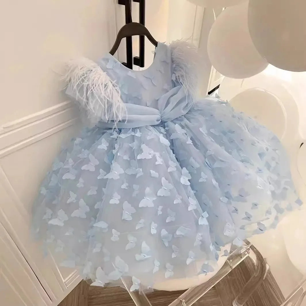 AERBA DRESS Wedding Flower Girl Dress Butterfly Knee Length Girl Kids Birthday Ball Gown First Holy Communion Gown Princess Dress