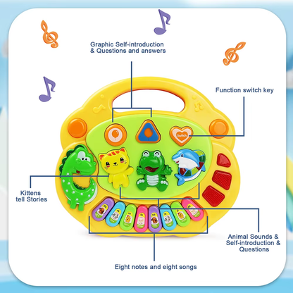 Aerba Children's Toys Kids Cartoon Piano Keyboard Game with Flashing Light Music Animal Sounds Baby Instrument Music Toys Educational Toys Kids Gifts