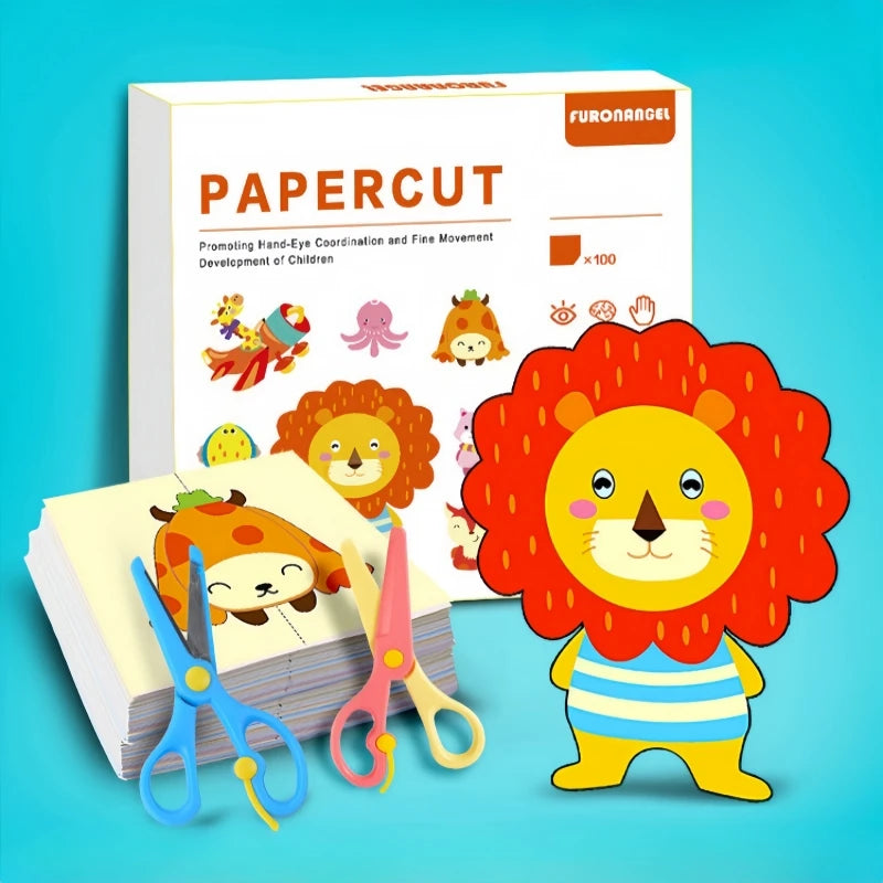 Aerba Children's Toys 100pcs Kids Cartoon Colorful Paper Cutting Toy Children DIY Handmade Origami Art Craft Set Baby Puzzle Learning Educational Toys