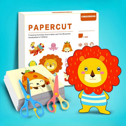 Aerba Children's Toys 100pcs Kids Cartoon Colorful Paper Cutting Toy Children DIY Handmade Origami Art Craft Set Baby Puzzle Learning Educational Toys