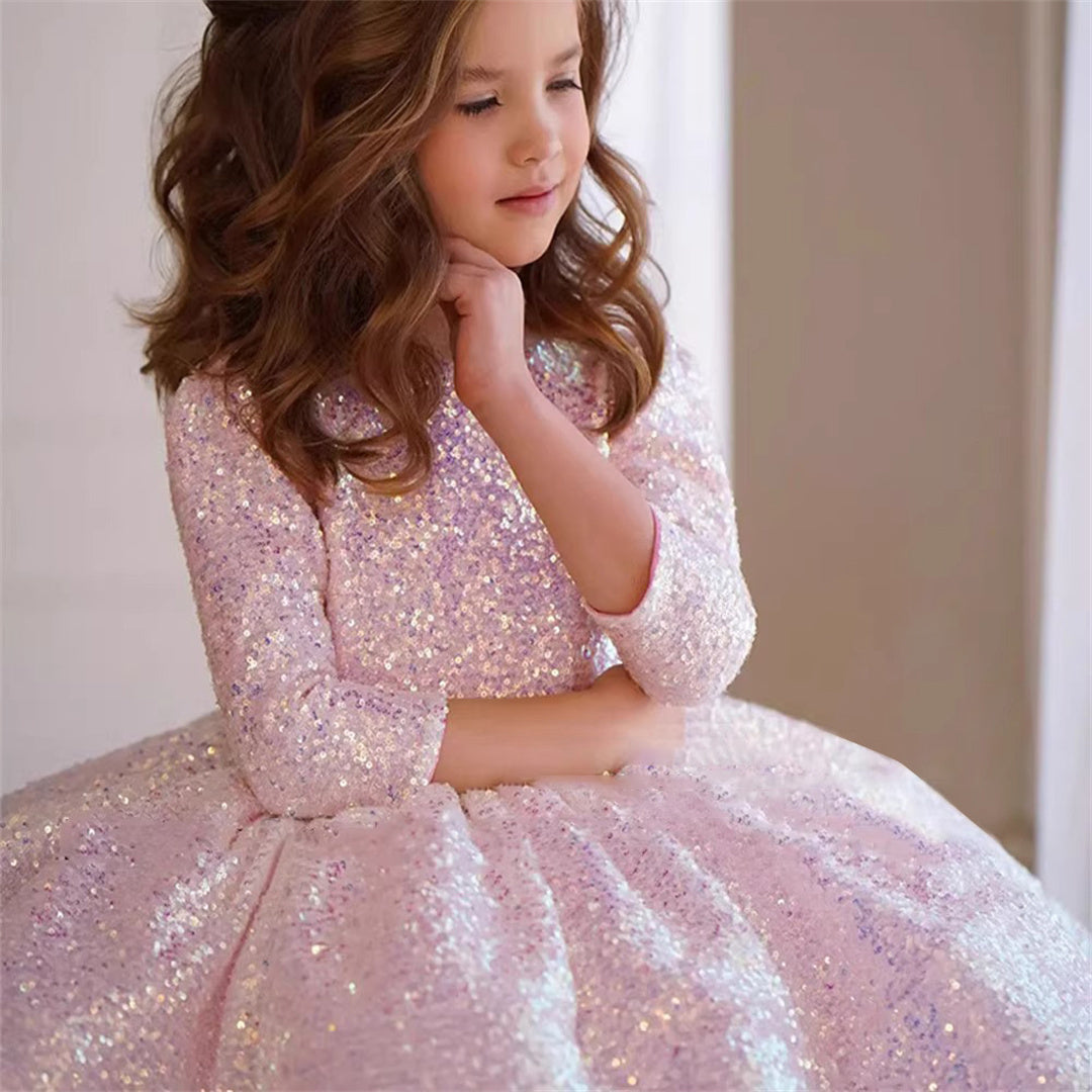 AERBA DRESS Wedding Flower Girl Dress Knee Length Princess Dres Cute Baby Girl Dress Girl Birthday Party Dresses Princess Dress