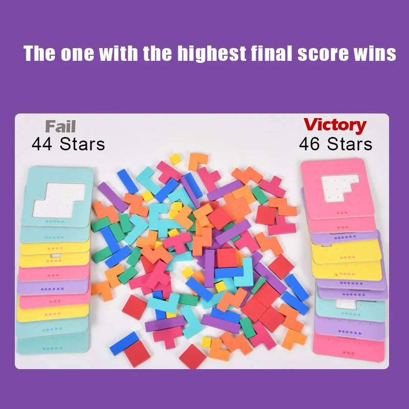 AERBA HOT SALE Montessori Desktop Puzzle Toys Kids Battle Table Game Tangram Math Toys Building Blocks Board Color Shape Training for Kids Gift