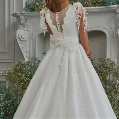 AERBA DRESS Wedding Flower Girl Dress A Line First Communion Ball Gown for Weddings Satin Floor Length Boho Princess Kids Evening Party