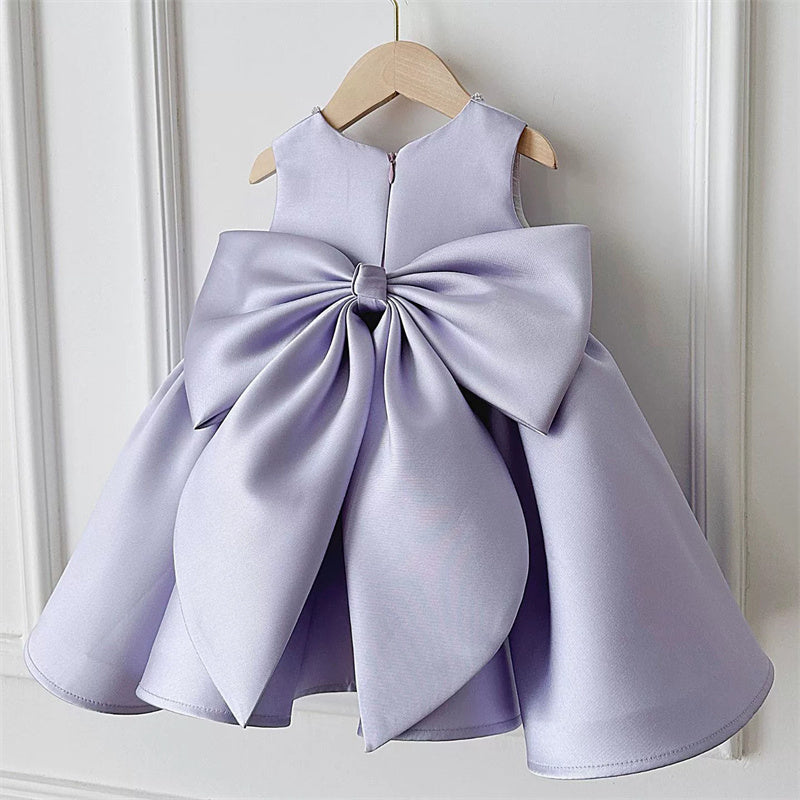 AERBA DRESS Wedding Flower Girl Dress Princess Satin Bow Pearls Children First Communion Dress Ball Gown Wedding Party Dress Birthday Show Dress