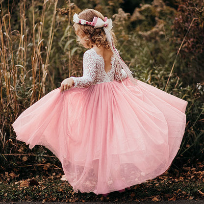 AERBA DRESS Wedding Flower Girl Dress Princess Party Lace Baby Kids Wedding Birthday Dresses