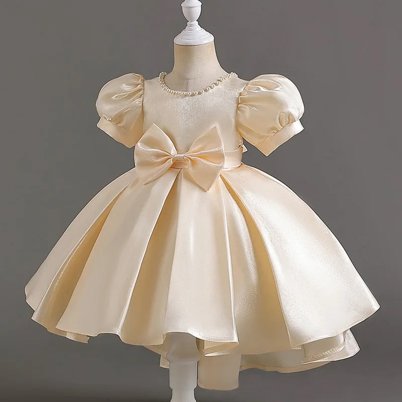AERBA DRESS Wedding Flower Girl Dress Princess Backless Satin Dress Children's Fashion Show Host Evening Gown for Girls Toddler Costume Princess Dress
