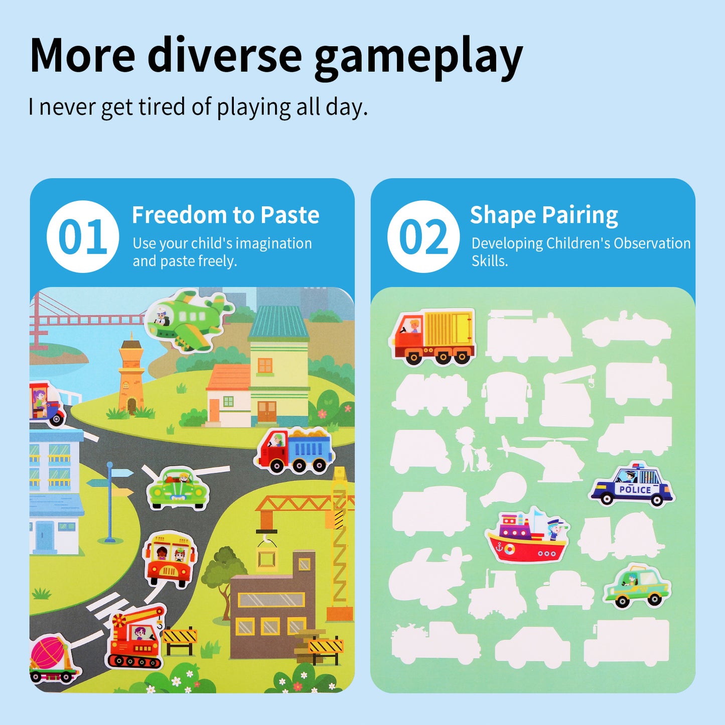 Aerba Kids' Reusable DIY Sticker Books Multi-Theme Bubble Sticker Jelly Stickers Portable Montessori Sticker Toy Gifts for Children