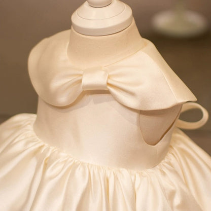 AERBA DRESS Wedding Flower Girl Dress Vintage Satin Dress for Girls Puff Sleeve Fashion Wedding Party Birthday Tutu Dress Princess Dress