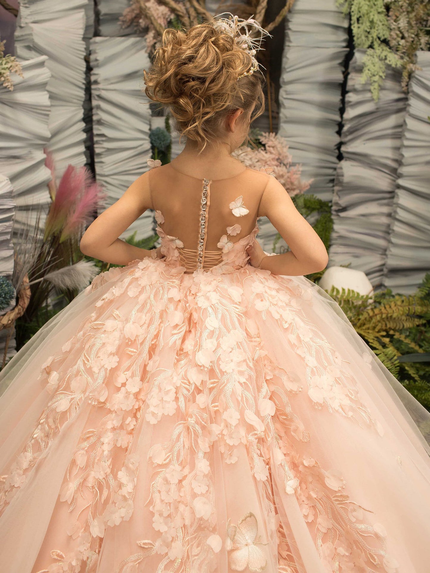 AERBA DRESS Wedding Flower Girl Dress Pretty Dress Princess Lace Floral Appqulies Tulle Fluffy Skirt Floor Length Ball Gowns Comuunion Party