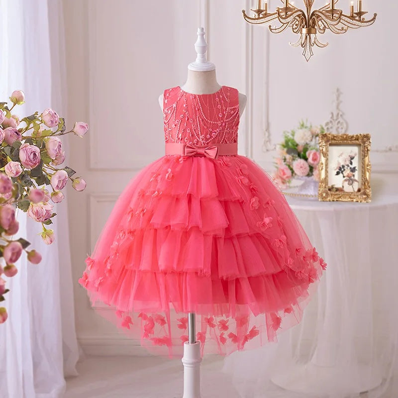Wedding Flower Girl Dress Butterfly Thousand-Layer Girls Bridesmaid Dresses Sleeveless Evening Dresses Children Princess Dress