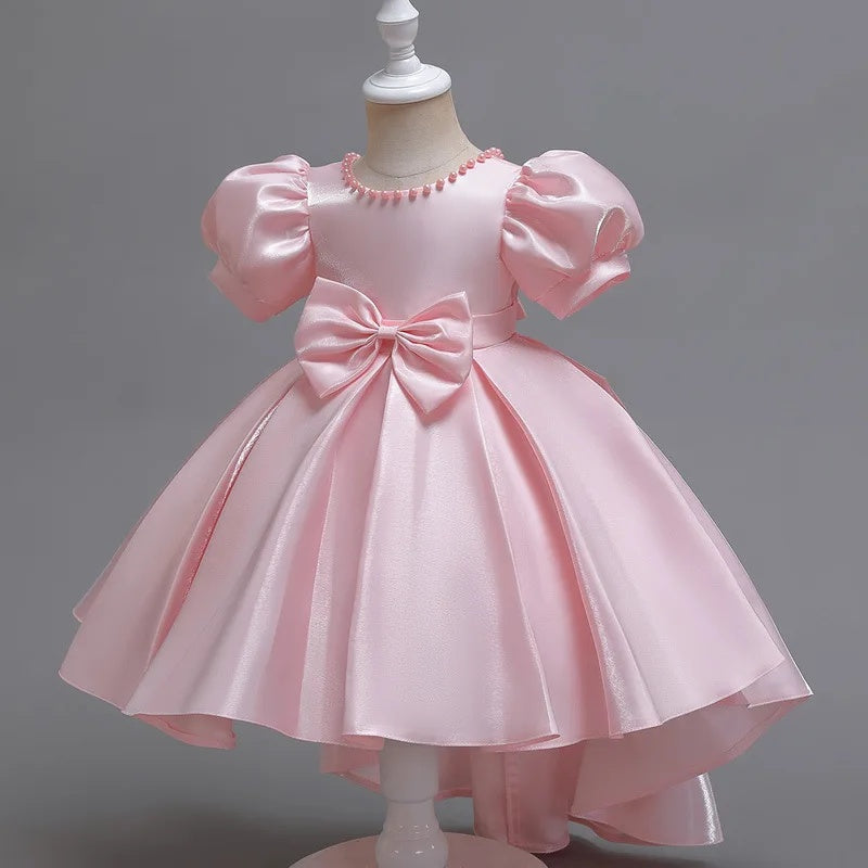 AERBA DRESS Wedding Flower Girl Dress Princess Backless Satin Dress Children's Fashion Show Host Evening Gown for Girls Toddler Costume Princess Dress
