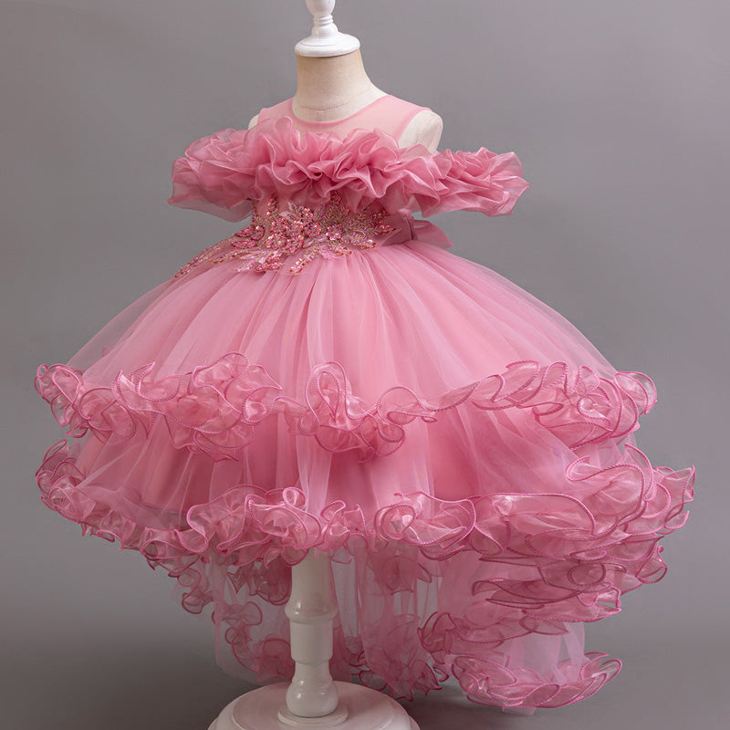 AERBA DRESS Wedding Flower Girl Dress Bridesmaid Princess Dress For Girls Children Costumes Trailing Party Dresses