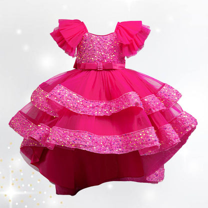 AERBA DRESS Wedding Flower Girl Dress Summer Sequin Bow Baby Girl Gown Birthday Party Christmas Princess Evening Dresses Prom Kids Clothes