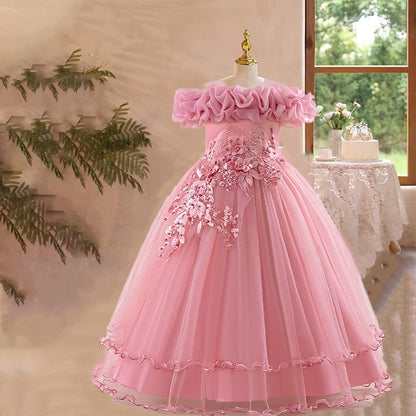 AERBA DRESS Wedding Flower Girl Dress Formal Gown Party Prom Dance Performance Elegant Fancy Princess Dress