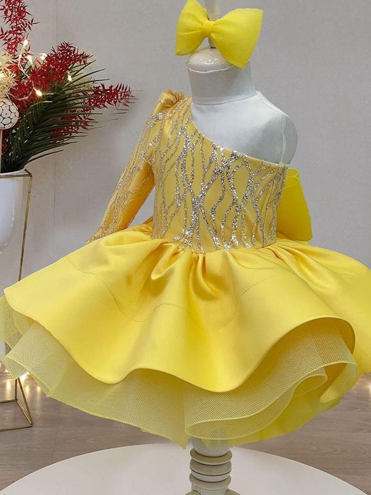 AERBA DRESS Wedding Flower Girl Dress Cute Tulle Ball Gown Shoulder Girls Glitz Pageant Dresses