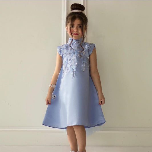 AERBA DRESS Wedding Flower Girl Dress Puffy Baby Knee Length With Bow Kids Birthday Party First Communion Ball Gown