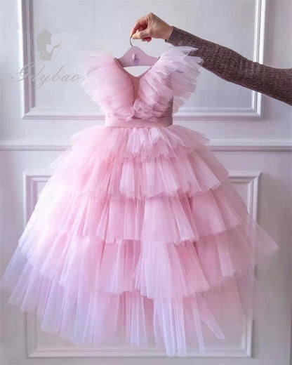 AERBA DRESS Wedding Flower Girl Dress Tulle Princess Party Baby Dress First Birthday Gowns Photo Shoot Dress