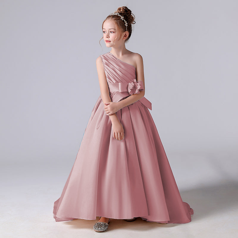 AERBA DRESS Wedding Flower Girl Dress One Shoulder Princess First Communion Pageant Evening Party Birthday Prom Gowns