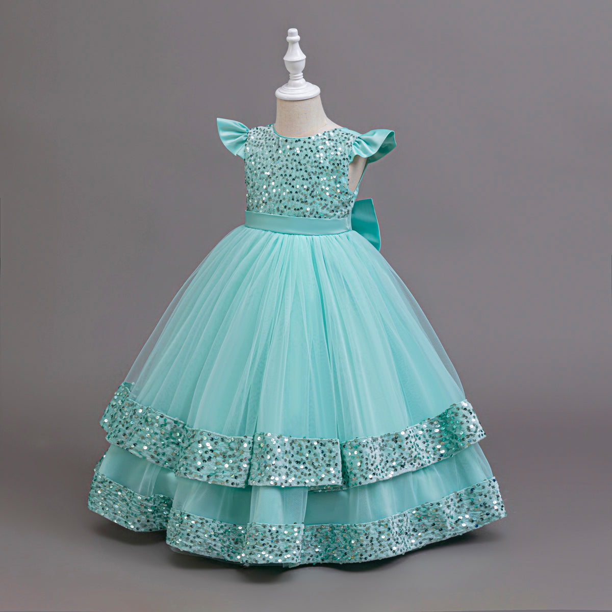 AERBA DRESS Wedding Flower Girl Dress New Elegant Girl Sequined Princess Dress Girl Graduation Party Prom Evening Dress