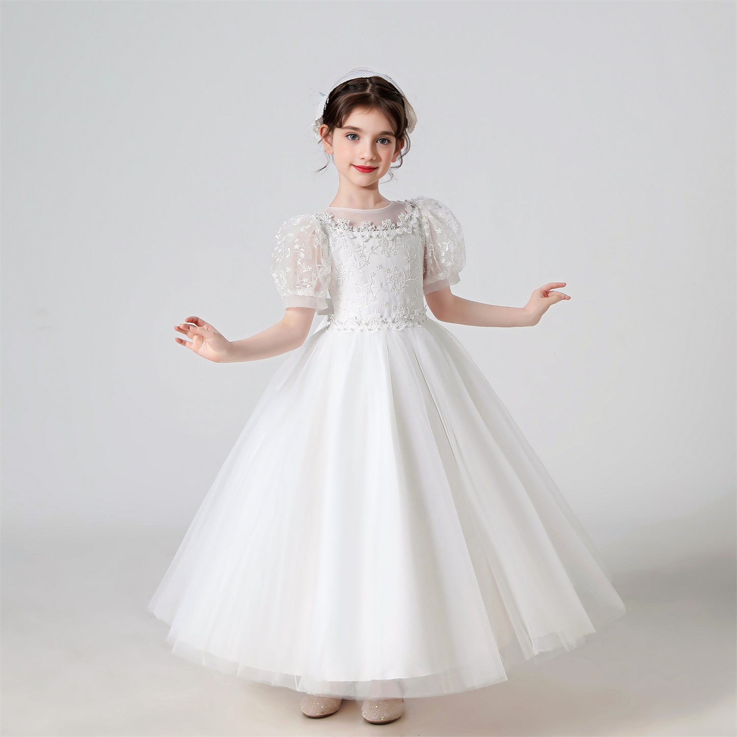AERBA DRESS Wedding Flower Girl Dress Lace Embroidered Princess Dress Performance Costume Christmas Party Evening Dresses