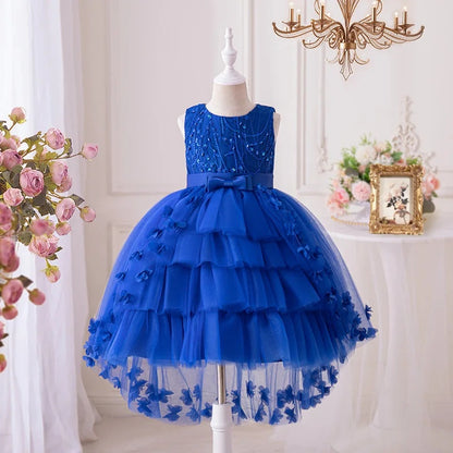 Wedding Flower Girl Dress Butterfly Thousand-Layer Girls Bridesmaid Dresses Sleeveless Evening Dresses Children Princess Dress