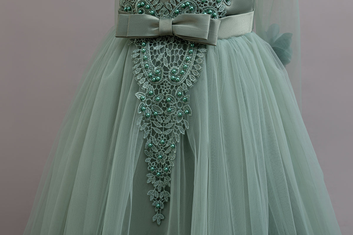 AERBA DRESS Wedding Flower Girl Dress Teen Long Bridesmaid Dresses Children Prom Gown Girl Party Dress Elegant Kids Communion Evening Clothes