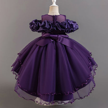 AERBA DRESS Wedding Flower Girl Dress Princess Dresses Simple Bow Elegant Off Shoulder New Year Birthday Party Wedding Dress