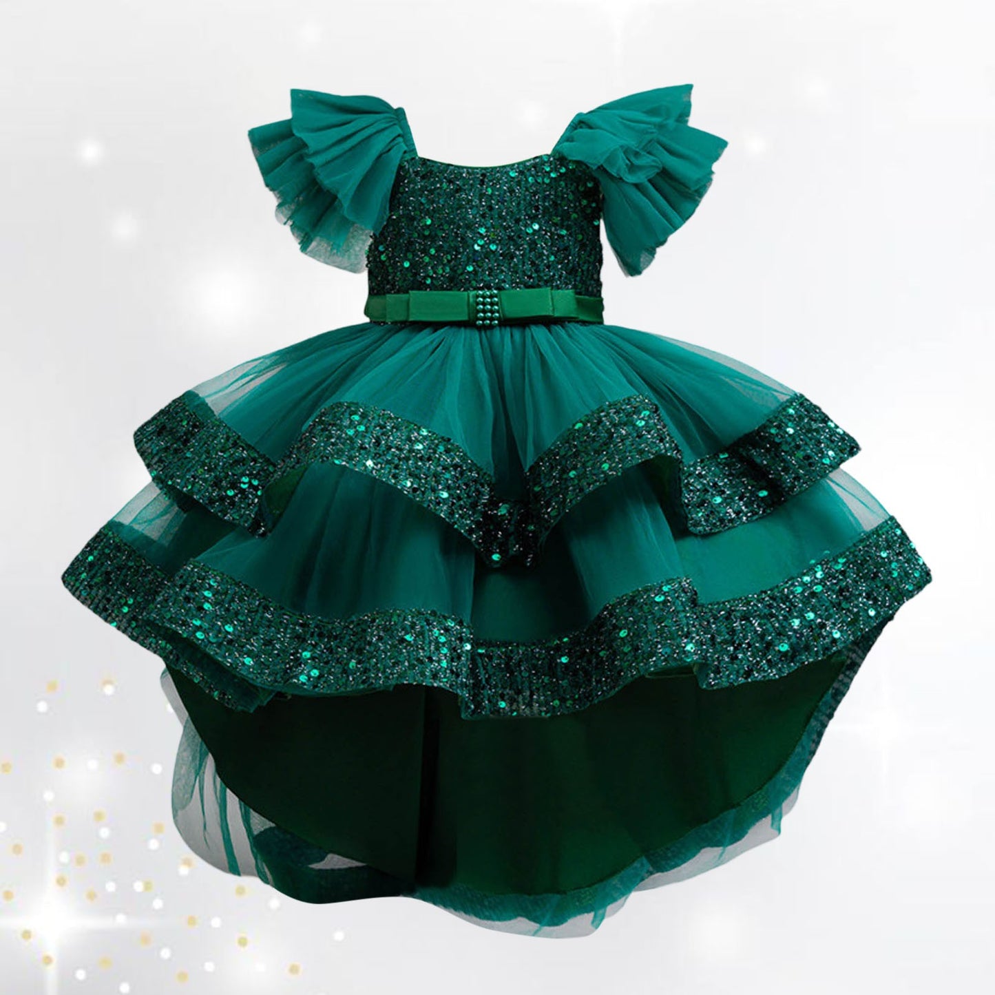 AERBA DRESS Wedding Flower Girl Dress Summer Sequin Bow Baby Girl Gown Birthday Party Christmas Princess Evening Dresses Prom Kids Clothes