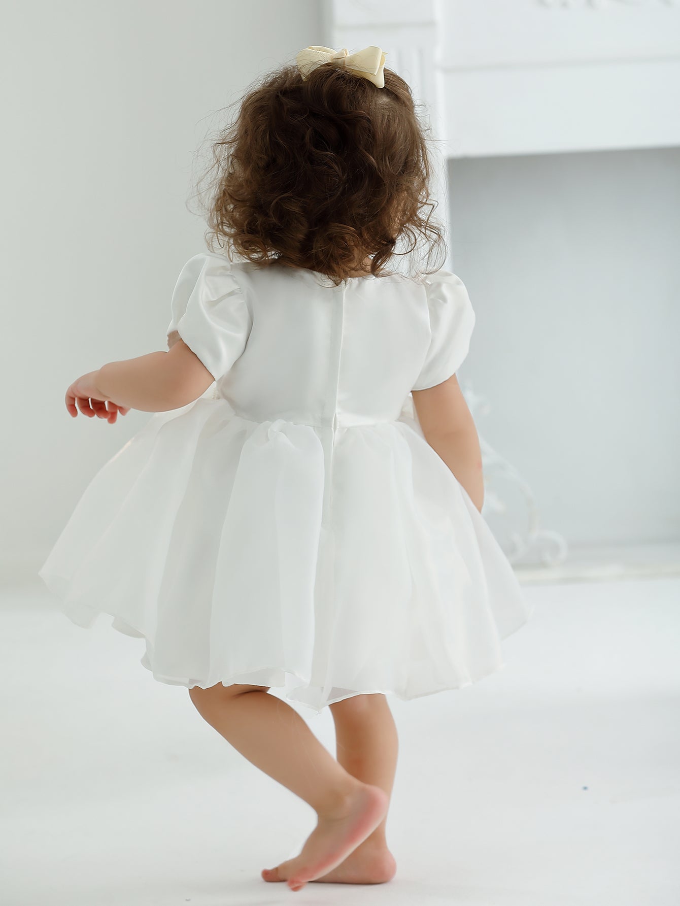 AERBA DRESS Wedding Flower Girl Dress Baby Girls Satin Dress Party Frock Girl Baby Princess Dress