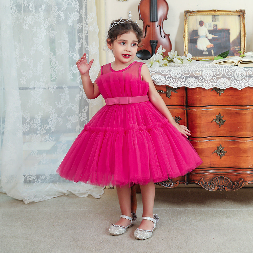 Wedding Flower Girl Dress Girls Party Dresses Kids Wedding Bridesmaid Prom Gown Girls Elegant Dress 1st Birthday Party Baptism Dress Princess Dress