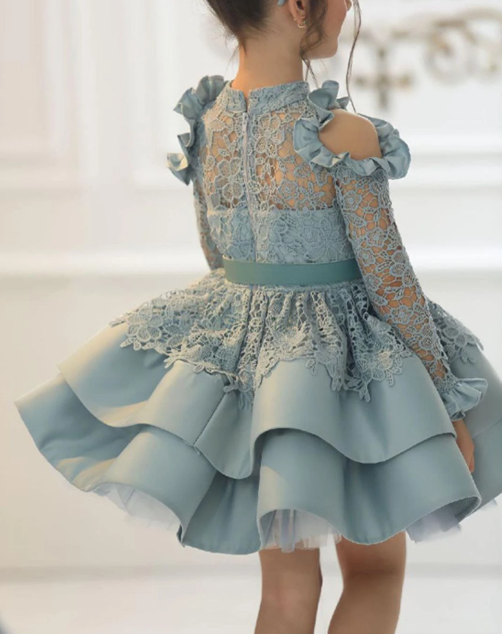 AERBA DRESS Wedding Flower Girl Dress Luxury Pearls Beaded Princess Gown for Kid Birthday Wedding Party Pageant Dress