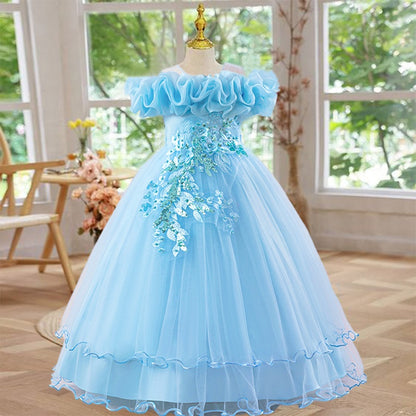 AERBA DRESS Wedding Flower Girl Dress Formal Gown Party Prom Dance Performance Elegant Fancy Princess Dress