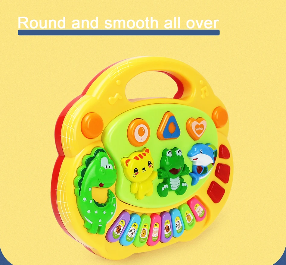 Aerba Children's Toys Kids Cartoon Piano Keyboard Game with Flashing Light Music Animal Sounds Baby Instrument Music Toys Educational Toys Kids Gifts