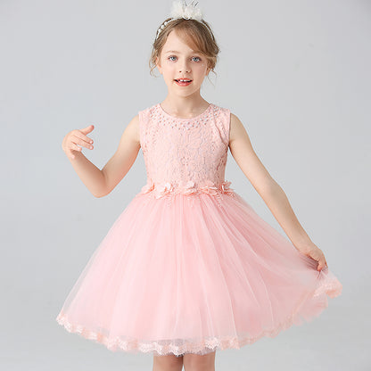 AERBA DRESS Wedding Flower Girl Dress Children's Performance Girls' Tank Top Dance Sleeveless Lace Princess Dress