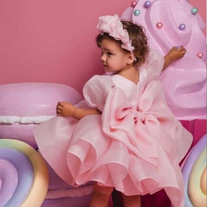 AERBA DRESS Wedding Flower Girl Dress Puffy Short Sleeves With Bow Princess Birthday Party First Communion Ball Gowns