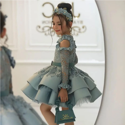 AERBA DRESS Wedding Flower Girl Dress Luxury Pearls Beaded Princess Gown for Kid Birthday Wedding Party Pageant Dress