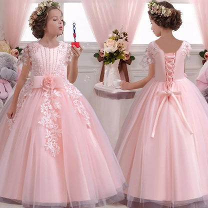 AERBA DRESS Wedding Flower Girl Dress Elegant Girls Teen Pageant Party Dress Wedding Ceremony Princess Birthday Graduation Sequined Dress