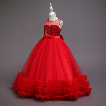 AERBA DRESS Wedding Flower Girl Dress Baby Girls Princess Lace Ball Gown Party Long Dress Wedding Teenager Kids Christmas Dresses