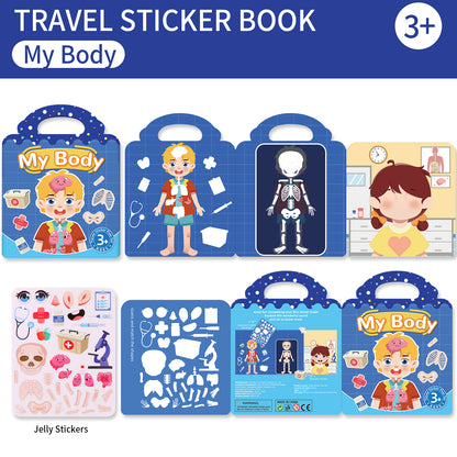 Aerba Kids' Reusable DIY Sticker Books Multi-Theme Bubble Sticker Jelly Stickers Portable Montessori Sticker Toy Gifts for Children