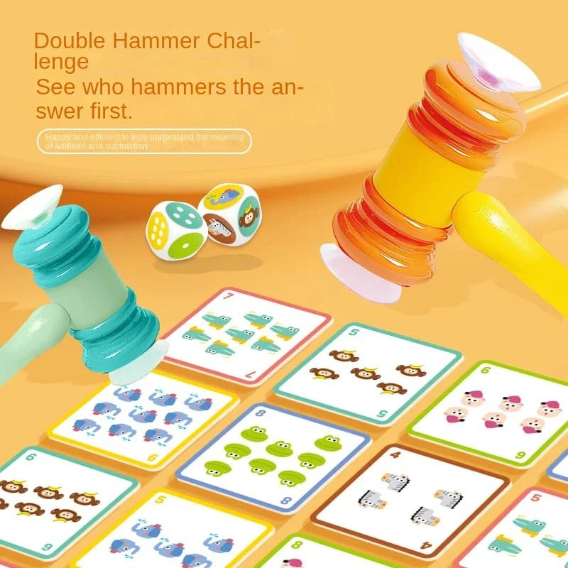 AERBA HOT SALE Kids Montessori Fun Mathematics Educational Toy Suction Cup Hammer Battle Table Game with Card Logic Thinking Training Math Toys