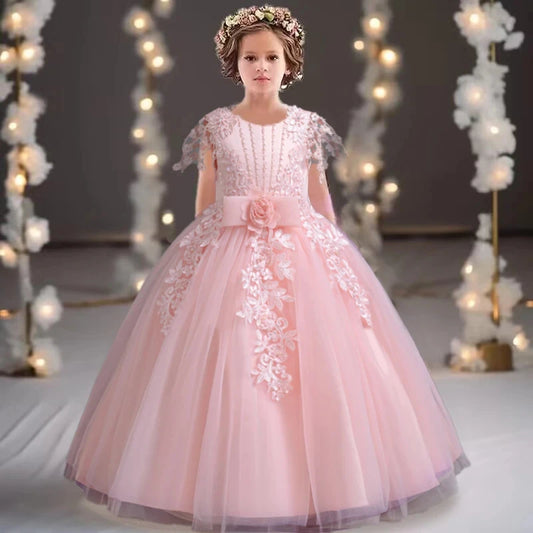 AERBA DRESS Wedding Flower Girl Dress Elegant Girls Teen Pageant Party Dress Wedding Ceremony Princess Birthday Graduation Sequined Dress