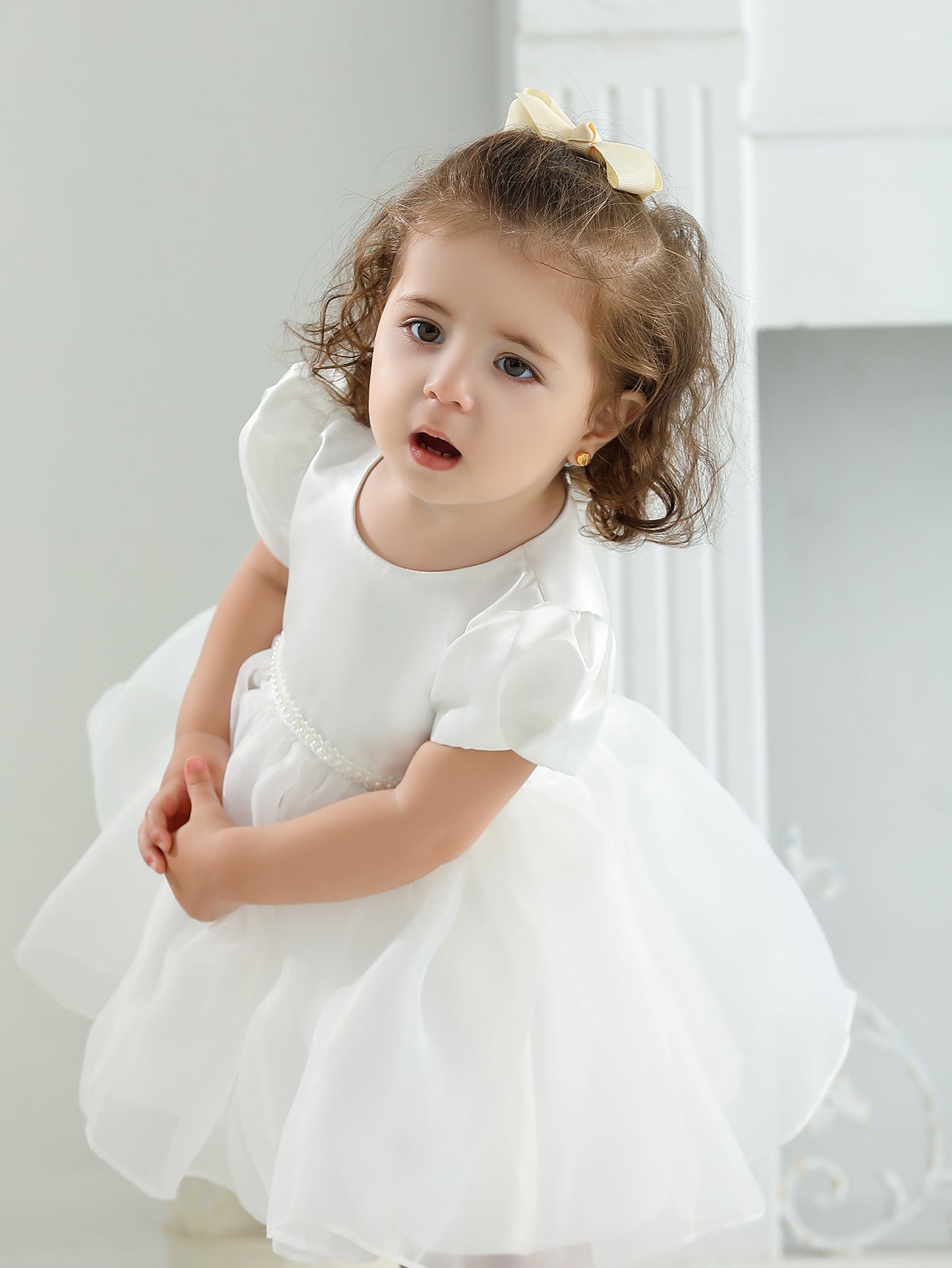 AERBA DRESS Wedding Flower Girl Dress Baby Girls Satin Dress Party Frock Girl Baby Princess Dress