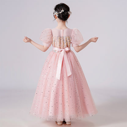 AERBA DRESS Wedding Flower Girl Dress Girl Birthday Party Christmas Dresses Children Girl Party Dresses Long Princess Dress