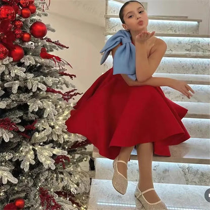 AERBA DRESS Wedding Flower Girl Dress One Shoulder Knee Length Kids Birthday Gowns Bows Little Girls Photoshoot Wedding Guest Dresses