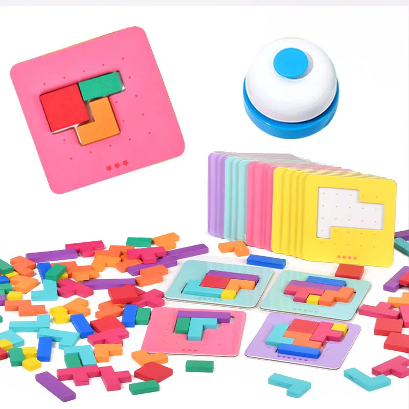 AERBA HOT SALE Montessori Desktop Puzzle Toys Kids Battle Table Game Tangram Math Toys Building Blocks Board Color Shape Training for Kids Gift