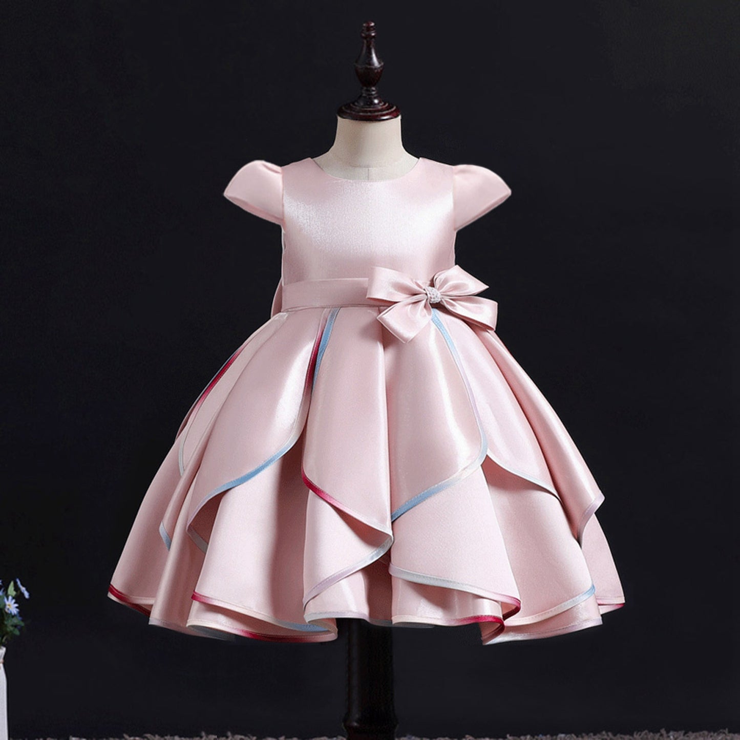 AERBA DRESS Wedding Flower Girl Dress Bow Girl Princess Dress Kids Party Pageant Bridesmaid Solid Color Elegant Gown Proms Kids Dress for Girls