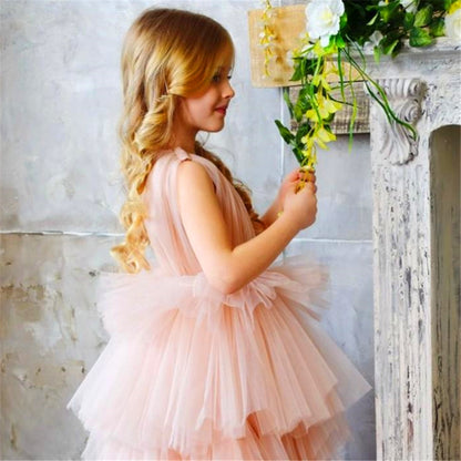 AERBA DRESS Wedding Flower Girl Dress First Communion Lace Sleeveless Fluffy Layered Princess Ball Beauty Pageant Kids Surprise Birthday Present