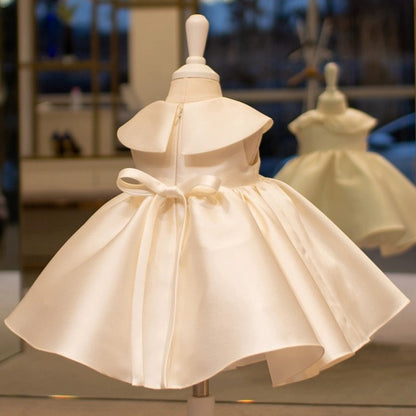 AERBA DRESS Wedding Flower Girl Dress Vintage Satin Dress for Girls Puff Sleeve Fashion Wedding Party Birthday Tutu Dress Princess Dress