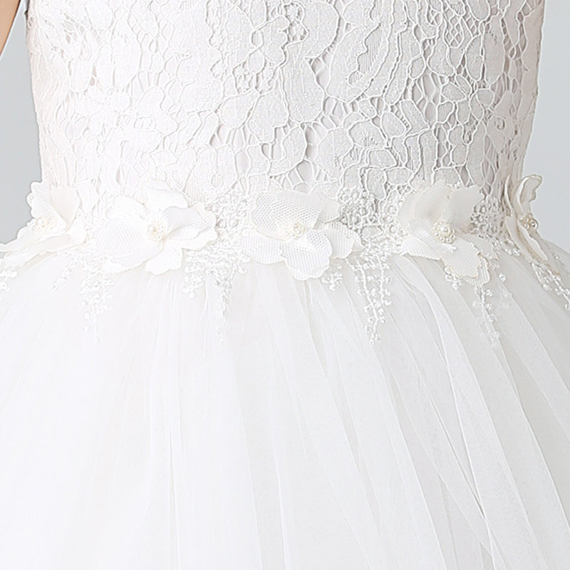 AERBA DRESS Wedding Flower Girl Dress Children's Performance Girls' Tank Top Dance Sleeveless Lace Princess Dress