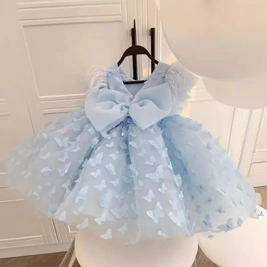 AERBA DRESS Wedding Flower Girl Dress Butterfly Knee Length Girl Kids Birthday Ball Gown First Holy Communion Gown Princess Dress